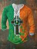 Comércio exterior Europa e América Primavera e Outono Nova Moda Masculina Lazer Impressão Digital Gola Redonda Manga Longa Camiseta Masculina 7 Fivela Camiseta