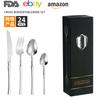 Cubiertos transfronterizos de 24 piezas de acero inoxidable, juego de vajilla, cuchillo, tenedor y cuchara, hogar, cintura pequeña, caja de regalo de cuatro piezas