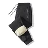 Pantalones de algodón ultrasónicos transfronterizos, pantalones casuales de algodón con borrego de invierno para hombre, talla grande, casual, holgados, forrados de polar, pantalones de correr engrosados