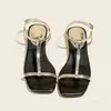 Sandálias Casuais Femininas Novas Europeias e Americanas para Comércio Exterior Transfronteiriço, Douradas, Versáteis, Confortáveis, Leves, com Salto Grosso, Sandálias de Praia da Moda