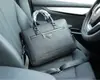 P Lada Classic Couro Bovino com Textura de Lichia Pasta Masculina Bolsa de Ombro Transversal Bolsa de Mão Satchel Bolsa Casual