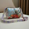 Bolso Almohada Estilo Étnico para Mujer 2026 Nuevo Bolso Cruzado de Correa Ancha Bolso Cubo Doble Cara Bolso Cilíndrico Retro de un Solo Hombro