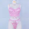 Conjunto de Lingerie Corset Sexy de Verão com Flores 3D Bordadas, Alças, Aro, Renda e Design Transparente