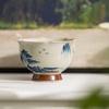 Juego de té kung fu de paisaje pintado a mano color bajo cubierta ceniza de planta una tetera dos tazas portátil para exteriores té cerámico juego de té de viaje