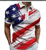 Polo de camuflaje de verano transfronterizo 2023, camiseta informal de manga corta con cremallera y estampado digital 3D de talla grande europea y americana