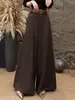 Calça larga de cintura alta estilo coreano para mulheres, novo modelo primavera e outono 2026, solta, modeladora, versátil, com caimento fluido, calça casual comprida com cinto