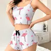 2025 Europeo y Americano Más Vendido Sencillo y Casual Nuevo Ropa de Estar para Mujer Camisola Estampada de Mariposa Pijama, Sexy y Adecuado para Usar Afuera
