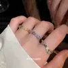 Anillo de flor de circón color dopamina, diseño de nicho primavera/verano, anillo para el dedo índice, anillo de estilo dulce único, al por mayor