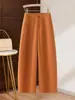 Calça Cinza Wide Leg para Mulheres, Cintura Alta, Caimento Fluido, Calça Social de Corte Curvo para Mulheres, Novo Estilo Outono 2026, Calça Casual de Alta Qualidade