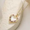 Aogu Colar com Pingente de Coração em Cobre Banhado a Ouro 18K com Zircônia e Concha Branca para Mulheres Corrente de Clavícula Versátil de Luxo Leve