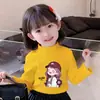Camisetas de Manga Longa com Gola Alta Meia-Estação Outono/Inverno para Meninas, Camisetas Básicas para Crianças e Bebês, Tops de Veludo Modernos e Fofos