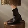 Botas elásticas de punta fina con tacón grueso para comercio exterior transfronterizo, botines negros de moda para otoño e invierno con tacón medio adelgazantes, versátiles botas Martin para mujer