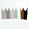 Camisola de Punto de Seda de Morera y Lana con Cuello en V para Mujer, Nuevo Estilo de Verano, Alta Elasticidad, Top Interior de Corte Ajustado