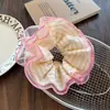 Goma de Pelo Fruncida Rayada Fresca Estilo Coreano Nuevo Accesorio para el Cabello de Niña Malla Coleta Baja Flor Adorno Elegante para Moño