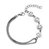 Pulseira de aço titânio com carinha sorridente, design de nicho ins, pulseira japonesa e coreana, joia de casal hip hop, pulseira cubana que não desbota