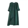 Cardigan Kimono Ligero Minimalista Estilo Japonés de Alto Hilo de Ramio Puro Holgado y Ligero Artístico de Manga Tres Cuartos Vestido Largo