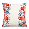 Nueva funda de almohada transfronteriza del Día de la Independencia con diseños de estrellas y florales para decoración de sofá de sala de estar, funda de almohada de lino de un solo lado
