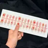 Unhas Postiças Curtas Usáveis com Acabamento de Luxo, Color-Blocking Preto Moderno, Decoração 3D de Gatinho, Estilo Fofo Doce e Moderno, Unhas Postiças Pré-Fabricadas