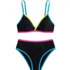 Bikini de natación Yamaki Europeo y Americano 2027, push-up, sexy, bloques de color, cuello halter, estilo nuevo, traje de baño bikini de dos piezas para mujer