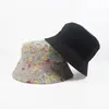 Sombrero de pescador de estilo coreano con estampado floral pequeño de doble cara transfronterizo para hombres y mujeres, sombrero de protección solar y parasol, sombrero tipo cubo versátil para exteriores
