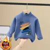 Camiseta Térmica de Manga Larga con Cuello Medio Alto de Forro Polar para Niños, Ropa Interior, Estilo Nuevo Otoño e Invierno, Top Cálido y Versátil