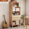 Estante de Livros de Madeira Maciça Prateleira de Armazenamento de Chão Armário de Armazenamento de Parede para Sala de Estar Combinação de Prateleira de Armazenamento Multicamadas Doméstica Economizadora de Espaço Armário de Piso
