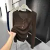 Suéter de Punto de Cuello Bajo Otoño Invierno 2026 Tejido de Punto Temperamento Cuello Redondo Grande Manga Larga Capa Base Ropa Interior Femenina Suéter Ajustado Sensación de Alta Gama