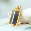 Colar de clavícula banhado a ouro e prata esterlina incrustado jade fumaça roxo jade retrô all-match estilo étnico feminino elegante colar pingente