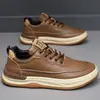 Sapatos Casuais Masculinos, Couro de Cano Baixo Tendência Versátil Fashionável Respirável Casuais de Couro, Novos Sapatos de Couro Business Masculinos