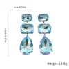Pendientes Cuadrados de Plata con Incrustaciones de Diamantes y Forma de Gota, Estilo Europeo y Americano, Trabajo Pesado, Personalidad, Temperamento, Joyas para Orejas de Lujo Ligero, Gama Alta para Mujeres