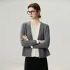 Suéter de punto casual que reduce la edad~Cardigan de cachemira con cuello en V para mujer, imitación de dos piezas, bloques de color, holgado, textura suave, temperamento, moderno