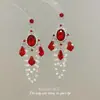 Pendientes de Borla Completamente Diamantados Super Brillantes Estilo Palacio, Lujo Ligero, Diseño de Nicho de Gama Alta, Pendientes de Presión con Artesanía Pesada, Pendientes Versátiles y Elegantes