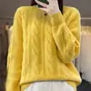 Suéter feminino de cashmere na cidade de Erdos 100% cashmere puro gola redonda malha base blusa de manga comprida suéter solto grosso
