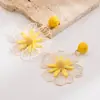 Acessórios He Ming: Brincos de Flor de Ráfia Artesanais Frescos e Doces com um Toque de Luxo Leve e High-End, Perfeitos para um Estilo de Férias