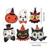 Placa de madeira vintage estilo americano para Halloween com desenhos de fantasma, gato preto e coruja para decoração de parede de festa