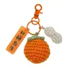 Llavero de Cáscara de Caqui Tejido a Crochet de Lana Genuina para Llavero de Coche, Bolso de Pareja Femenina, Lindo Colgante de Peluche de Caqui, Pequeño Regalo