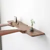 Estante de pared simple de madera maciza, fijado con agujeros, estante recto para mesita de noche de dormitorio, expositor de libros y estante de almacenamiento