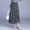 Falda Larga de Malla Patchwork a Cuadros Acampanada Otoño/Invierno 2026 Clásica Versátil Cintura Alta Adelgazante Línea A
