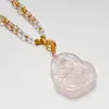 Colgante de Zorro de Nueve Colas de Cristal Rosa Natural, Blanqueador, Moderno, Lujo Accesible, Diseño Ins de Nicho, Venta al por Mayor de Collares de Gama Alta