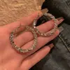 Brincos de Argola Prateados Super Brilhantes e Versáteis, Brincos de Tarraxa de Luxo Leve, Brincos Grandes Circulares Exagerados, Acessórios de Orelha Brilhantes e da Moda
