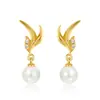 Nuevos Pendientes de Hoja de Perla Estilo Chinoiserie 2025, de Alta Gama, Simples y Elegantes Pendientes de Plata de Ley S925, Pendientes de Estilo Retro