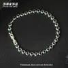 Pulseira Tennis Colorida de Aço Titânio com Zircônia Full Diamond Luz Verde Luxo High-End Hip-Hop Europeu e Americano Pulseira de Aço Inoxidável Europeu e Americano