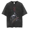 Camiseta Vintage Estampada de Anime Japonés Berserk Streetwear para Hombre Camiseta Lavada de Verano Camiseta Casual de Algodón