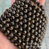Suministro directo de fábrica ágata negra mantra de seis sílabas cuentas sueltas cuentas para joyería diy accesorios para pulsera de mano cuentas doradas calientes al por mayor
