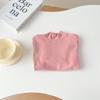 Camiseta Interior de Algodón Cepillado con Cuello Alto para Niños y Niñas, Suéter Versátil de Color Sólido de Manga Larga para Primavera y Otoño