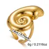 Anillo Elemento Oceánico Acero Inoxidable Chapado en Oro de 18K Verano Caracola Marina Estrella de Mar Corazón Anillo Abierto Anillo de Concha