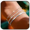 Pulseras de Cadena Populares Transfronterizas, Apilables, Set de Pulseras con Colgante de Letra de Cuentas a Prueba de Óxido, Estilo Moderno y Versátil