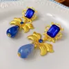 Pingente cravejado de diamantes vintage, brincos geométricos, brincos estilo palácio retrô, design de nicho, luxo leve e de alta qualidade