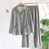 Pijama Estilo Novo 2026, Algodão Puro Primavera e Outono, Pode Ser Usado Fora, Cardigan Oversized de Manga Longa de Alta Qualidade, Conjunto 100% Algodão