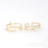 Fábrica en stock micro incrustado cobre accesorios de joyería anillo H doble fila simple elegante anillo abierto micro incrustado anillo de circonita